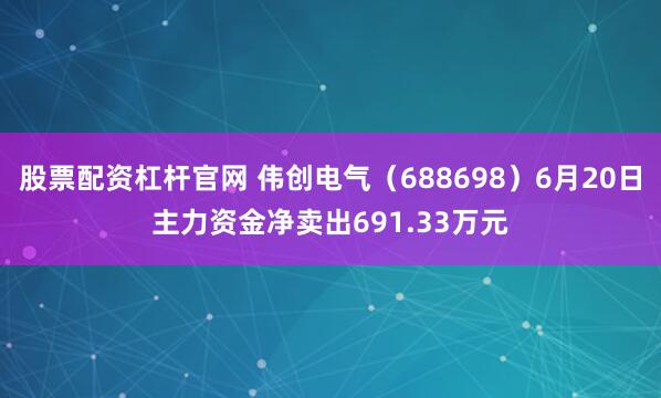 股票配资杠杆官网 伟创电气（688698）6月20日主力资金净卖出691.33万元